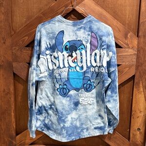 Disney Blue Tie-Dye Stitch Long Sleeve Shirt Size XS smoke free home